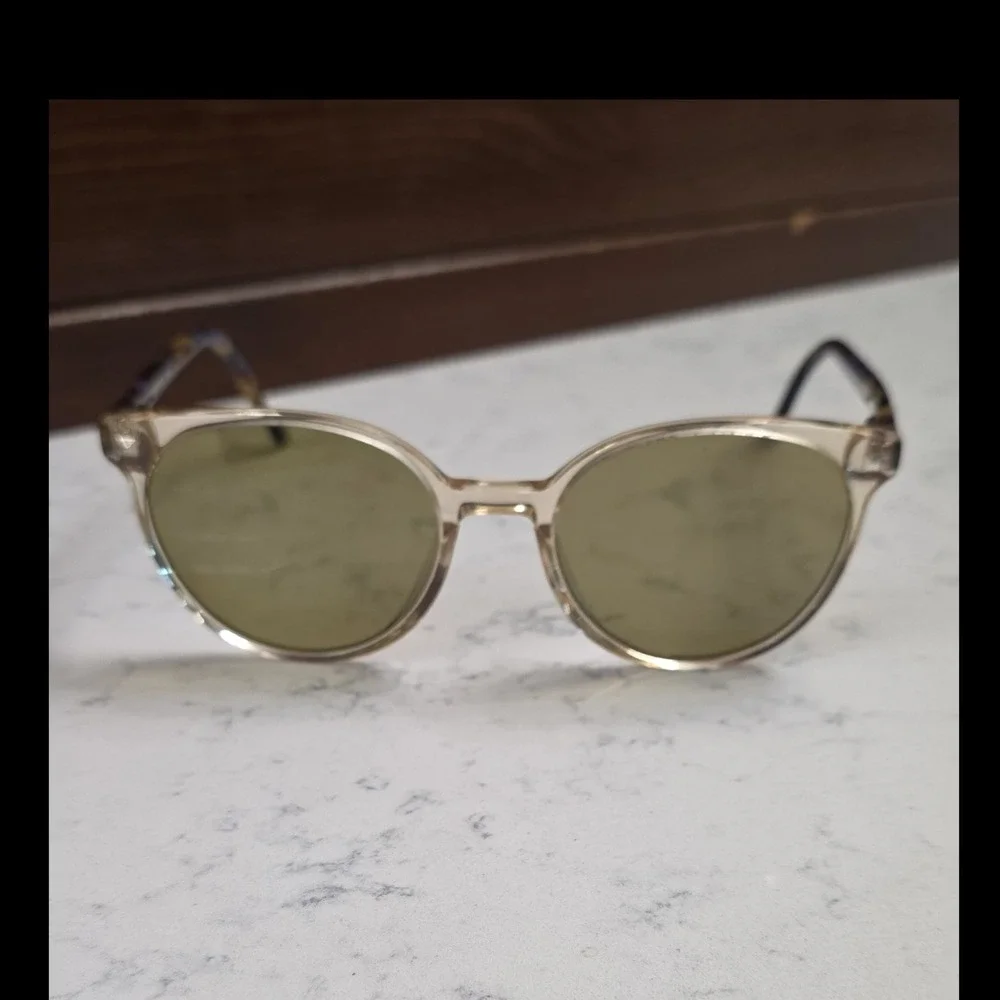 Via Spiga Oval Sunglasses Clear Frame Green Tinted Lenses w/ Rx 135mm 360/SC